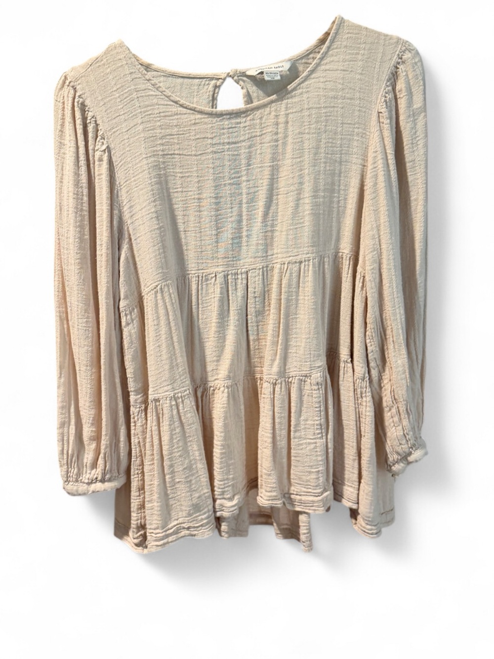 American Eagle Outfitters Beige Gauze Peasant Tunic